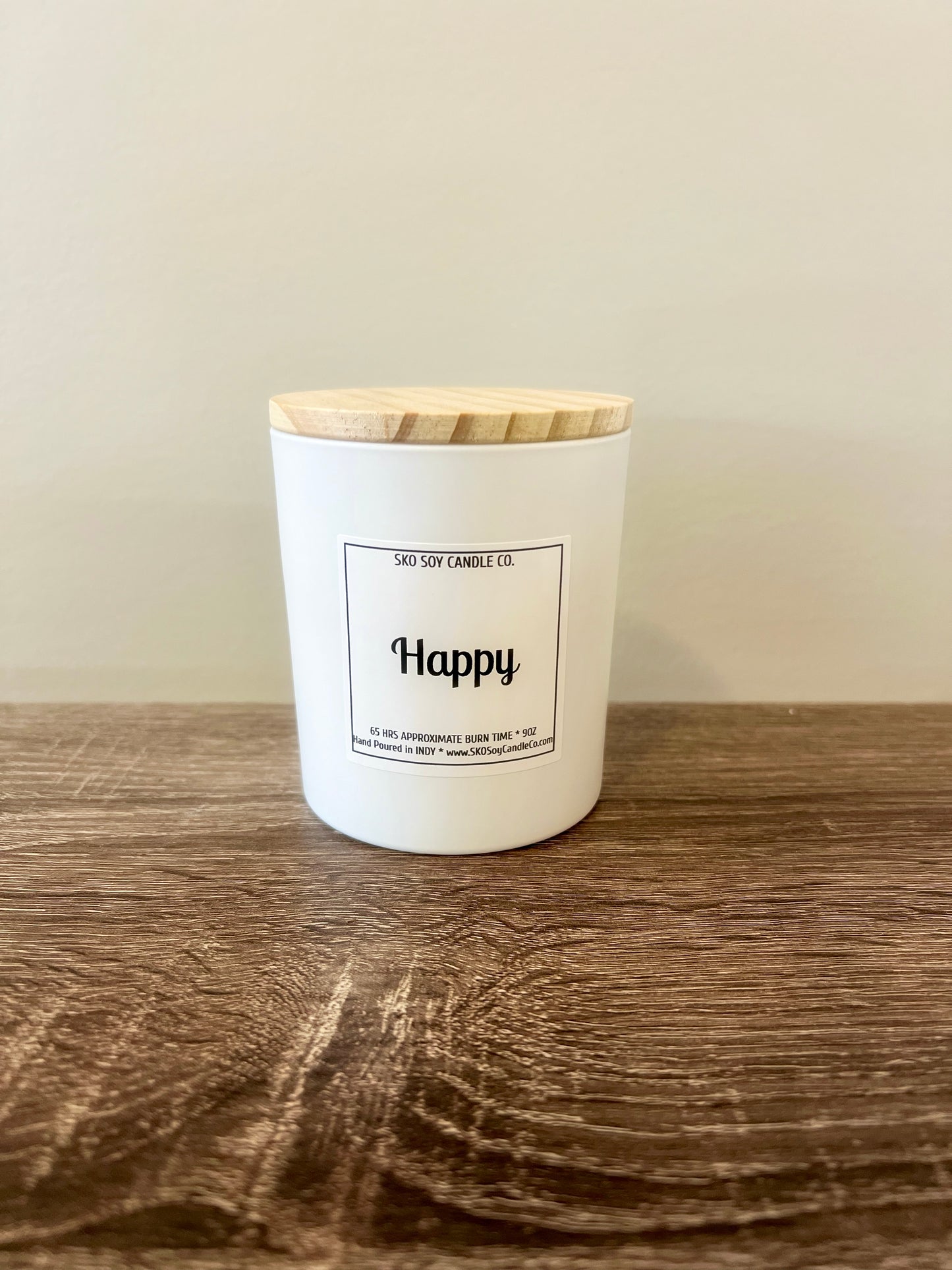 HAPPY 10oz Sleek Glass Tumbler w/Wood Lid