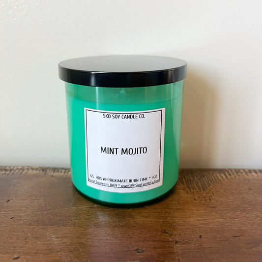 SB Mom's Mojito Candle - 'Lime + Mint' 10oz Green glass Bamboo lid